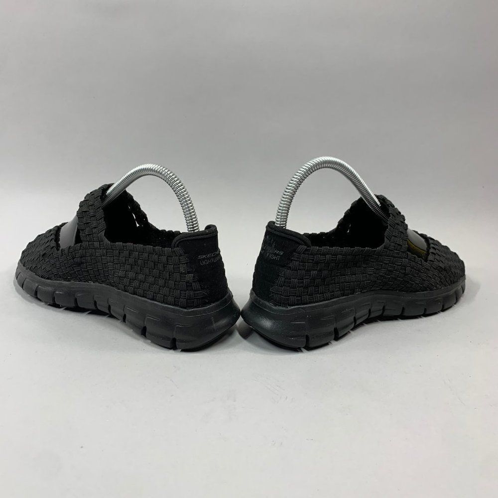 Skechers Open Toe Sandals Women's 6.5 Black Woven Slip On Peep Toe Shoes - Picture 6 of 11